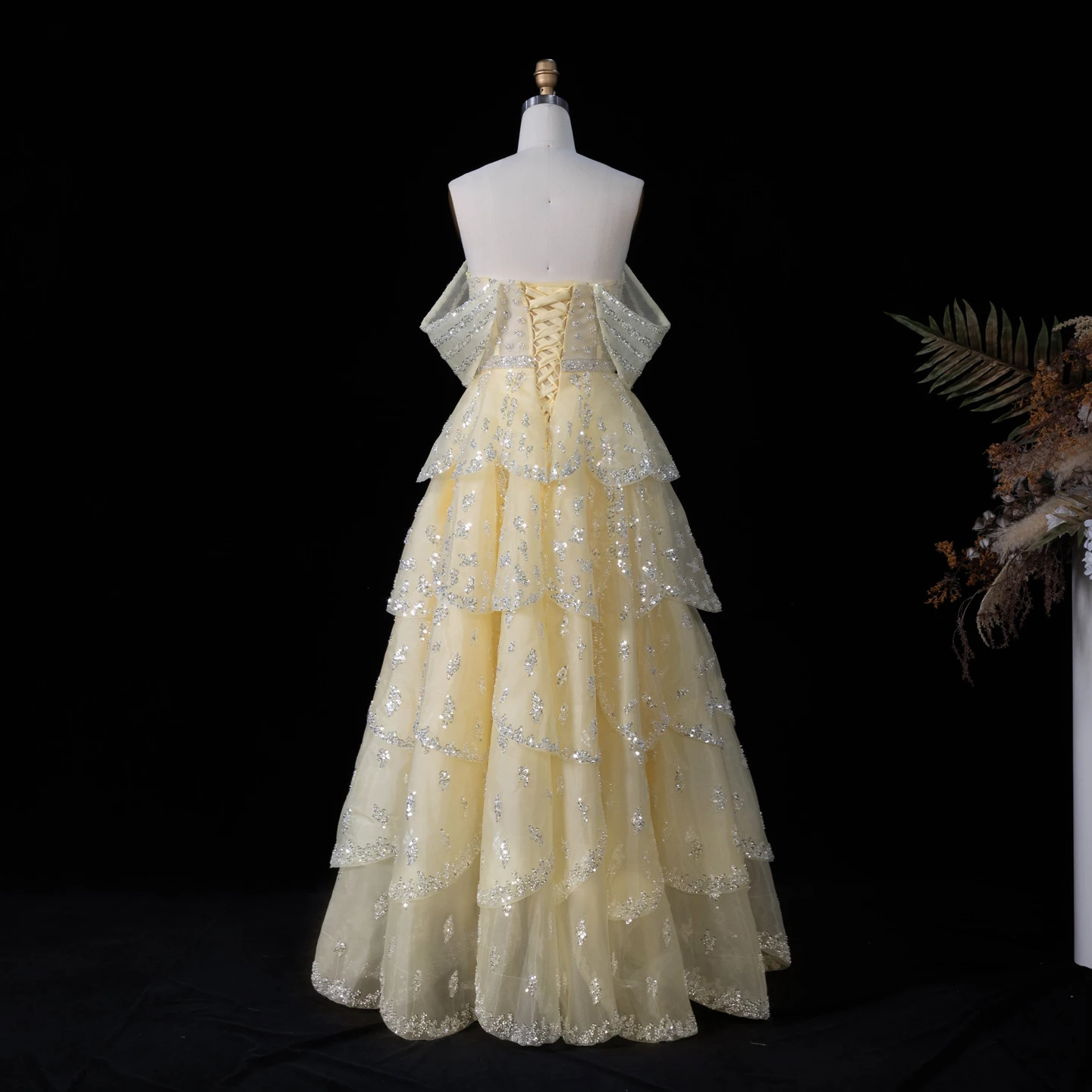 Sharon Said Luxuriöses Rüschen-Ballkleid in Rosa, Elegantes Gelbes Abendkleid, Formelles Ballkleid 2026 für Damen, Hochzeitsfeier, SS612, Maßanfertigung – Detail 17