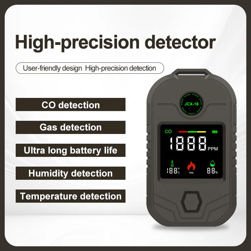 جهاز مراقبة جودة الهواء 5 في 1 - كاشف ثاني أكسيد الكربون/الغاز/الدرجة الحرارة/الرطوبة/الكشف القابل للاحتراق، نطاق 0-1000ppm، تسجيل البيانات، إنذار للمصنع المنزلي RV #2