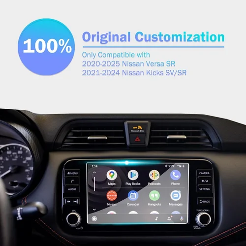 Imagen 2 del producto Protector de pantalla de 8 pulgadas para Nissan Versa SR Kicks SV/SR 2020-2025, película protectora de vidrio templado, accesorios de navegación GPS para coche
