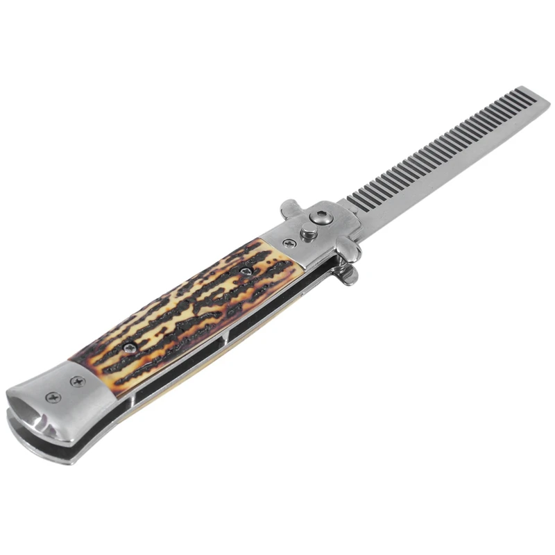 أمشاط أوتوماتيكية من الفولاذ المقاوم للصدأ ، فرش سكين قابلة للطي ، آلة تشذيب الشعر ، إكسسوارات جيب فراشة للرجال ، 1 * *