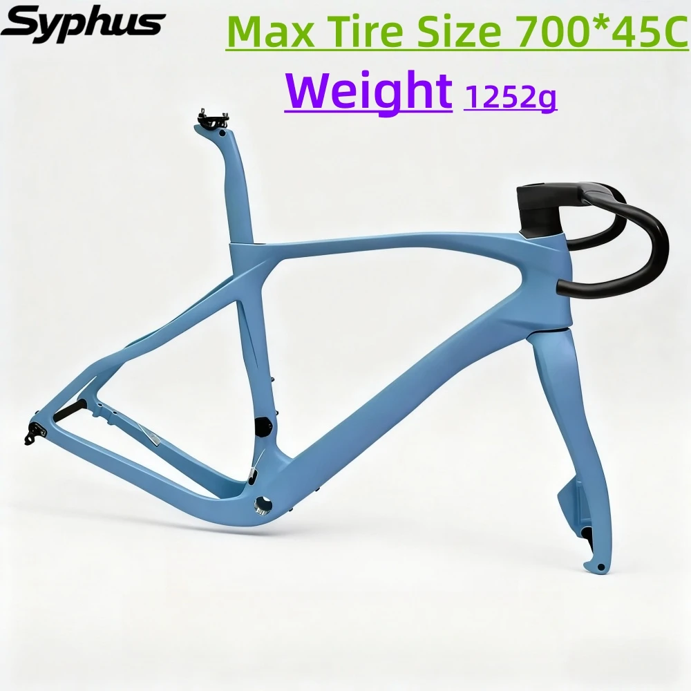 

Syphus 700x45C Carbon Gravel Bike Disc Brake Thru Axle 12x142mm Di2 Or Mechanical carbon bike frameset Bike Frame