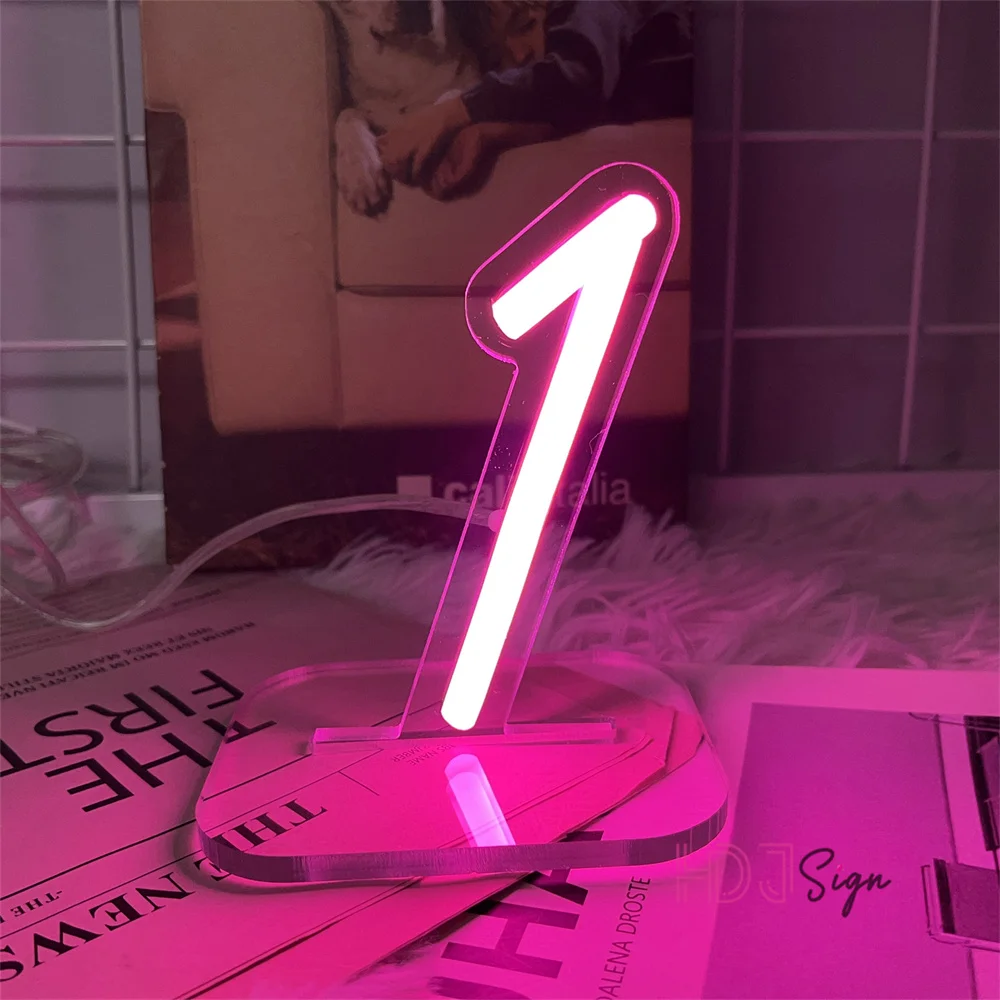 

1-10 Wedding Numbers Led Neon Lights Desk Light Home Room Table Numbers Sign Decor Night Lamp Led Luminous Signs Christmas Gift