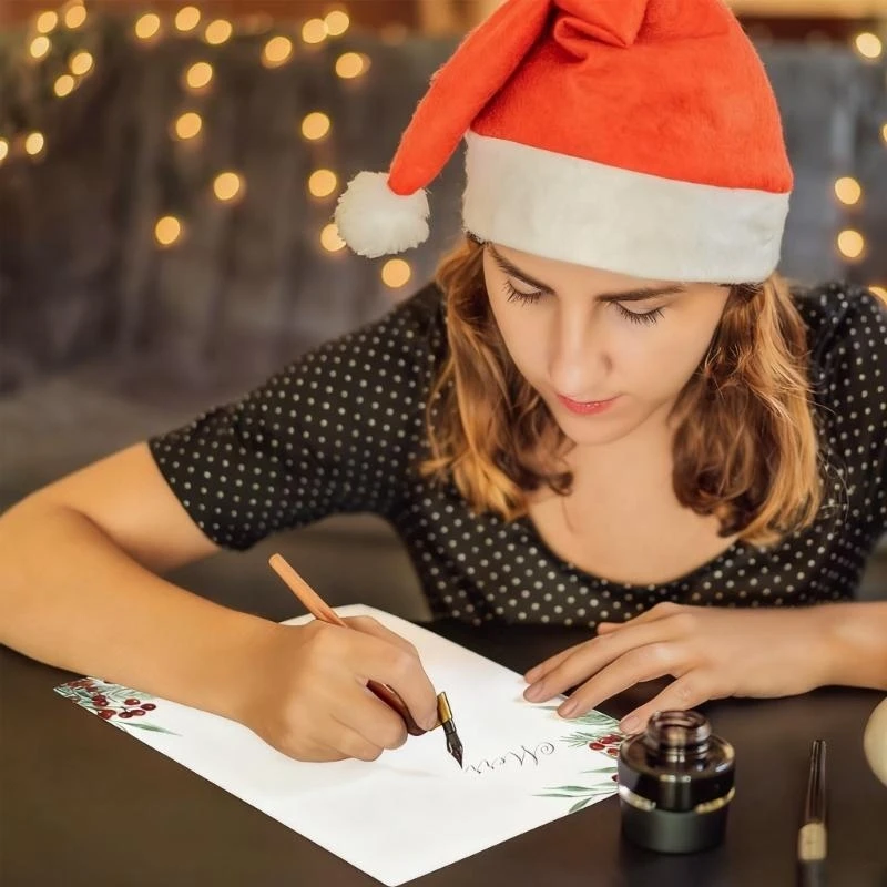 100 PCS Christmas Tree Holiday Letterhead Christmas Border Computer Paper Stationery Paper for Note Letters to Santa Papers H8WD