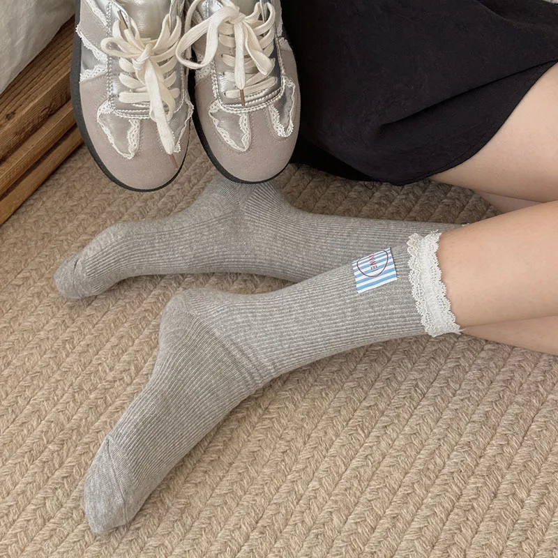 

Women's Socks Lace Tube Socks Solid Color Sweet Stockings Versatile Lace Stockings Girls White Socks Women Soft Breathable