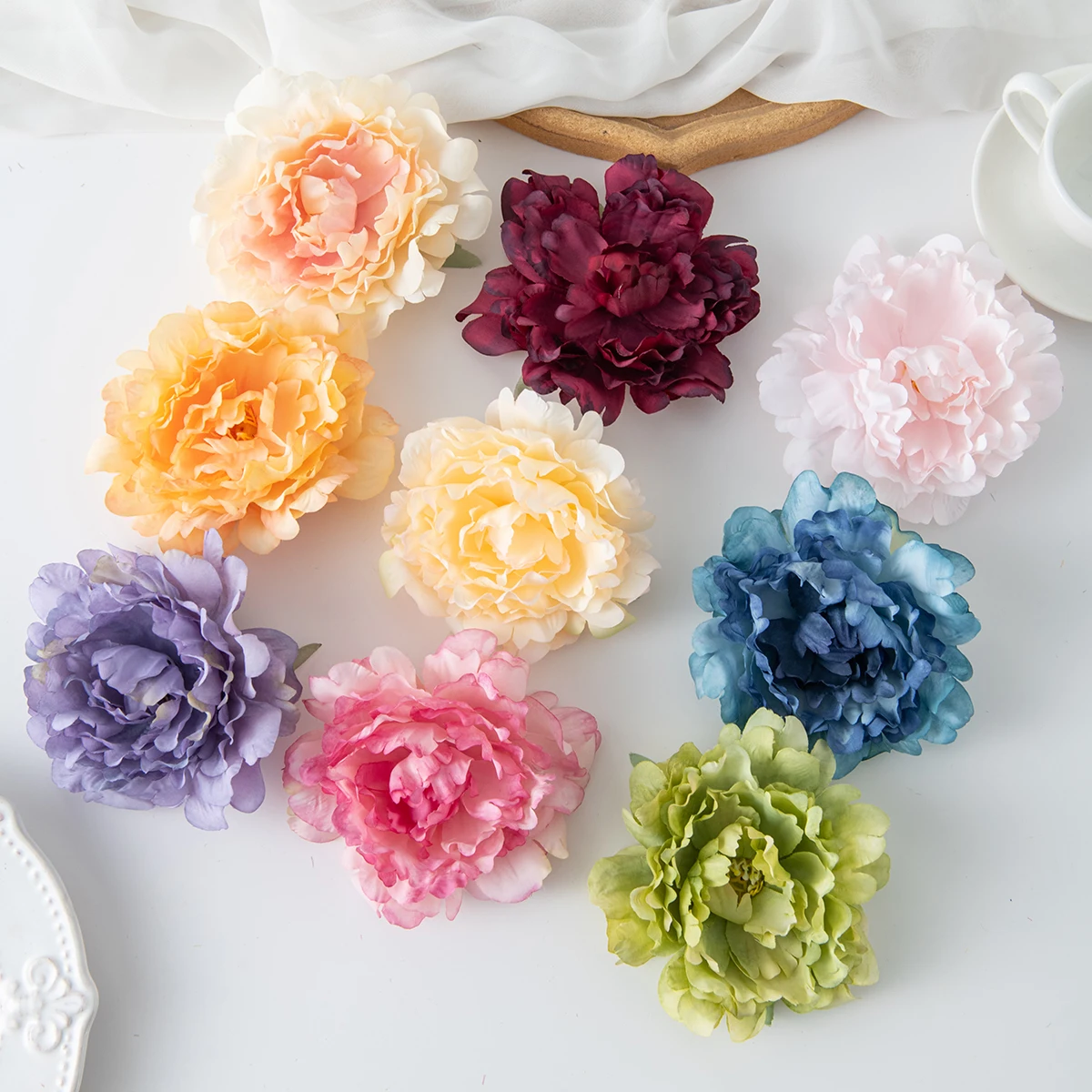 100Pcs Artificial Peony Flower for Wedding Bridal Party Christmas Home Decoration garden party Diy giftbox Hot sales Flower head