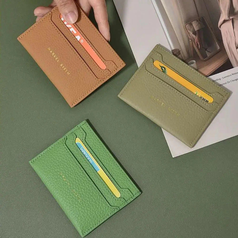 Fashion Ultra-thin Card Bag Solid Color Soft Money Clip PU Comfort Surface Small Wallet Women Men