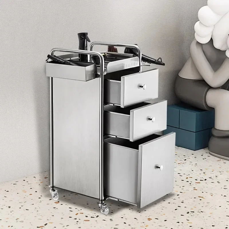 

Barber Shop Tool Cabinet Stainless Steel Barber Shop Tool Cabinet Hair Salon Special Cart Multifunctional