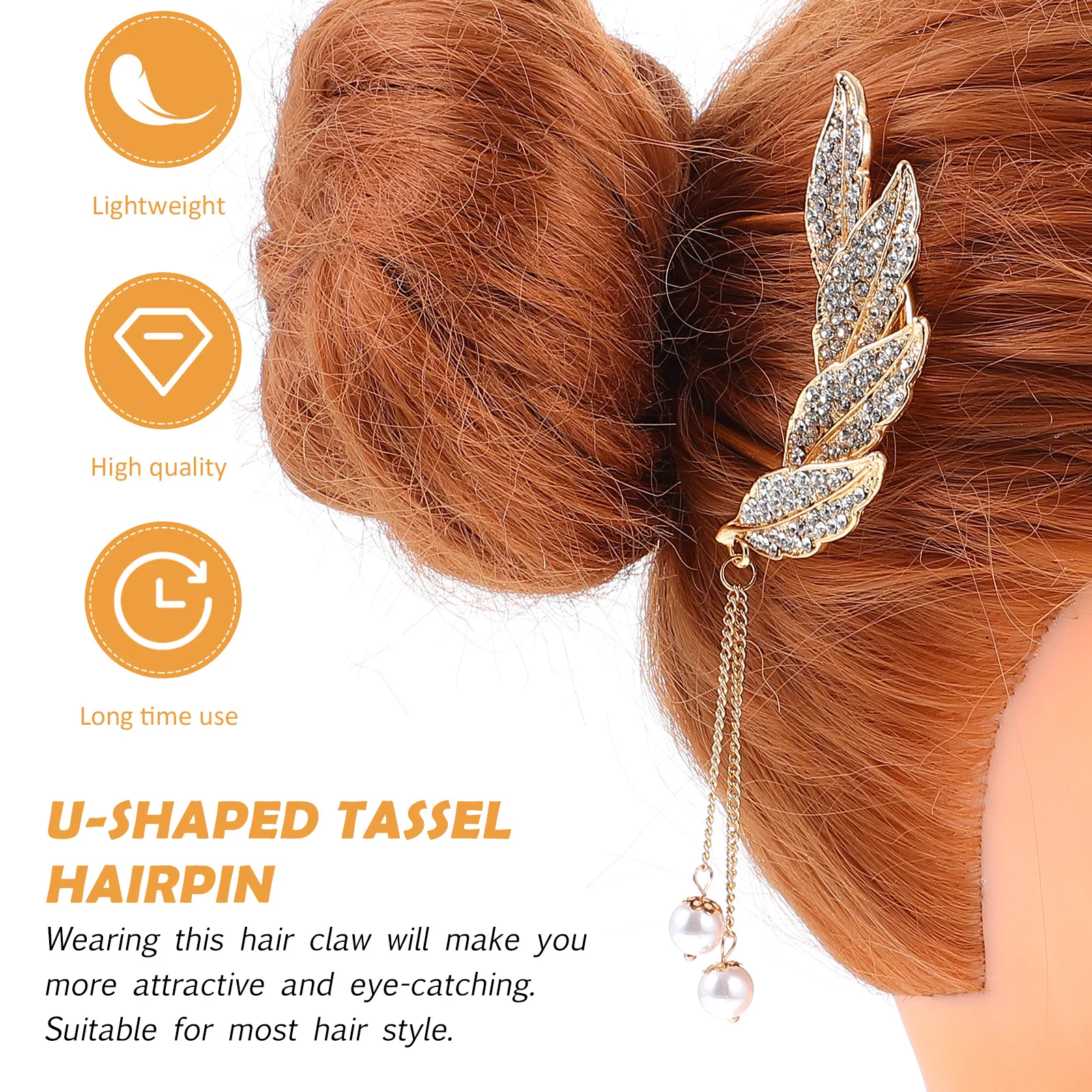 パールアクセント U 字型ヘアクランプ スタイリッシュなタッセルヘアピン 女性用 エレガントな髪飾り 宴会 記念日 ベビーに最適