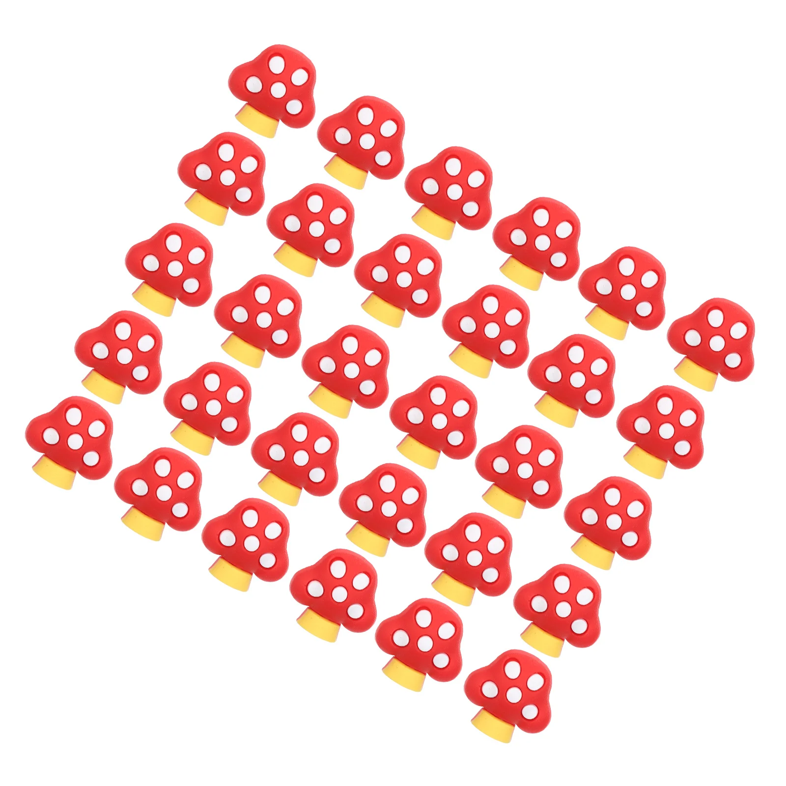 30Pcs Soft PVC Mushroom Shaped Pencil Clips Cartoon Pencil Topper Pen Charm for School Classroom Rewards Clip-on Pen Decoration
