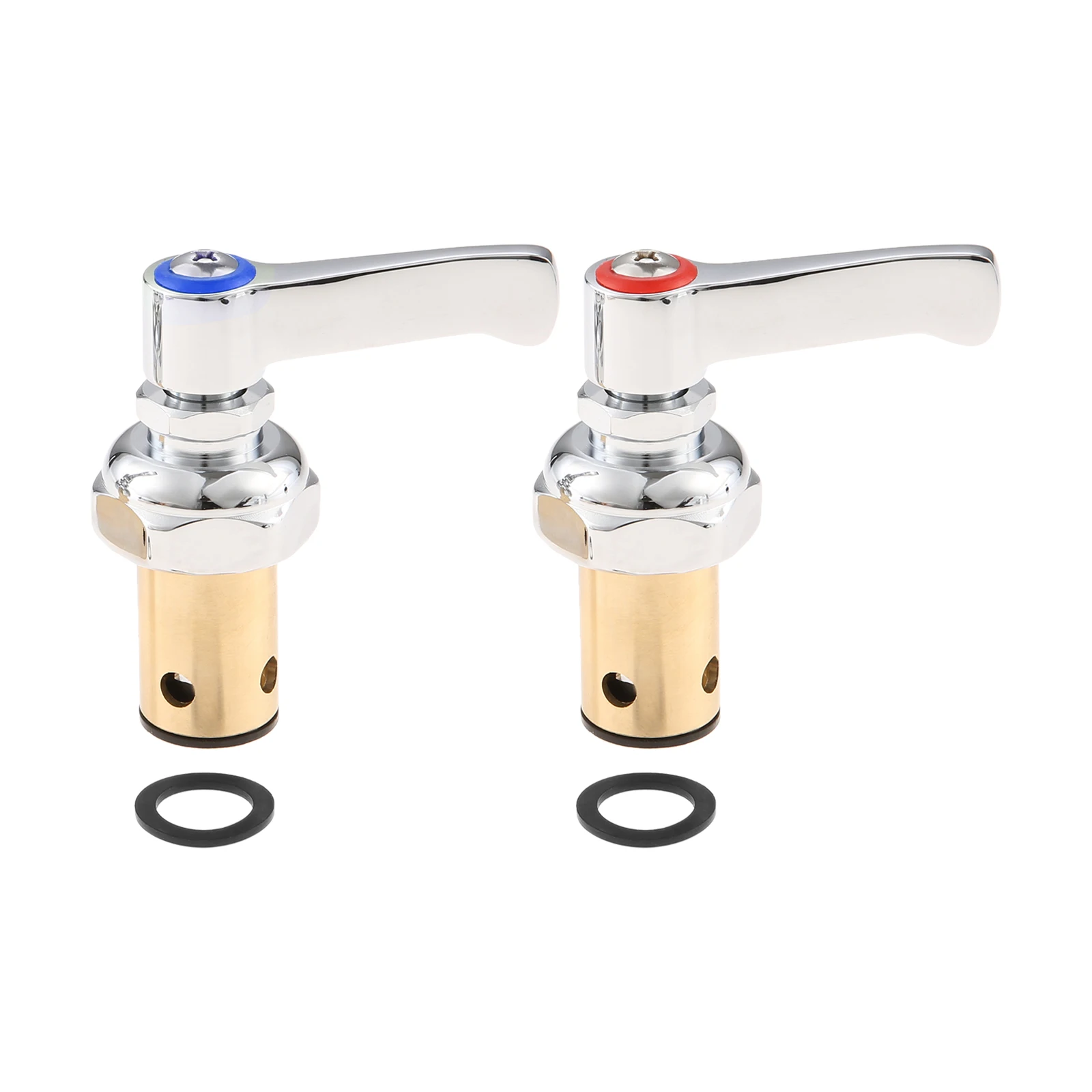 

2pcs Handle Stem Assembly Blue Cold and Red Hot Side Spindle Valve for T&S Brass Faucet Replace 002714-40 002713-40 Easy Install