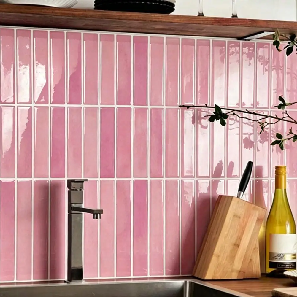 Geometric Leaf Pattern Wall Decor Peel Stick Backsplash Tile Waterproof Pvc Wall Stickers Self Adhesive Kitchen for Bathroom