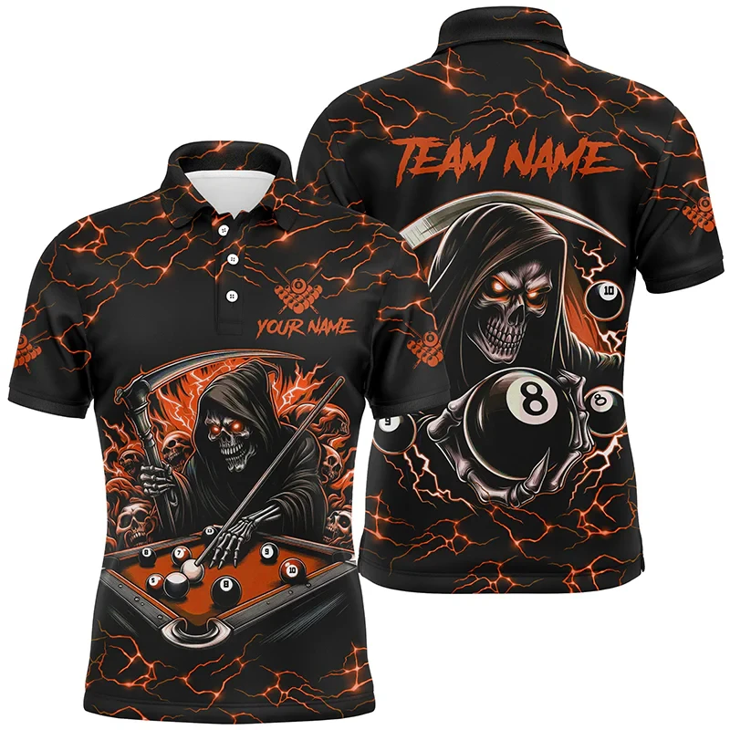 

Fashion Billiards Pattern Polo Shirts For Men Summer Trend Custom Name 3D Printed Team Uniforms Oversized Billiard Game Tees Top