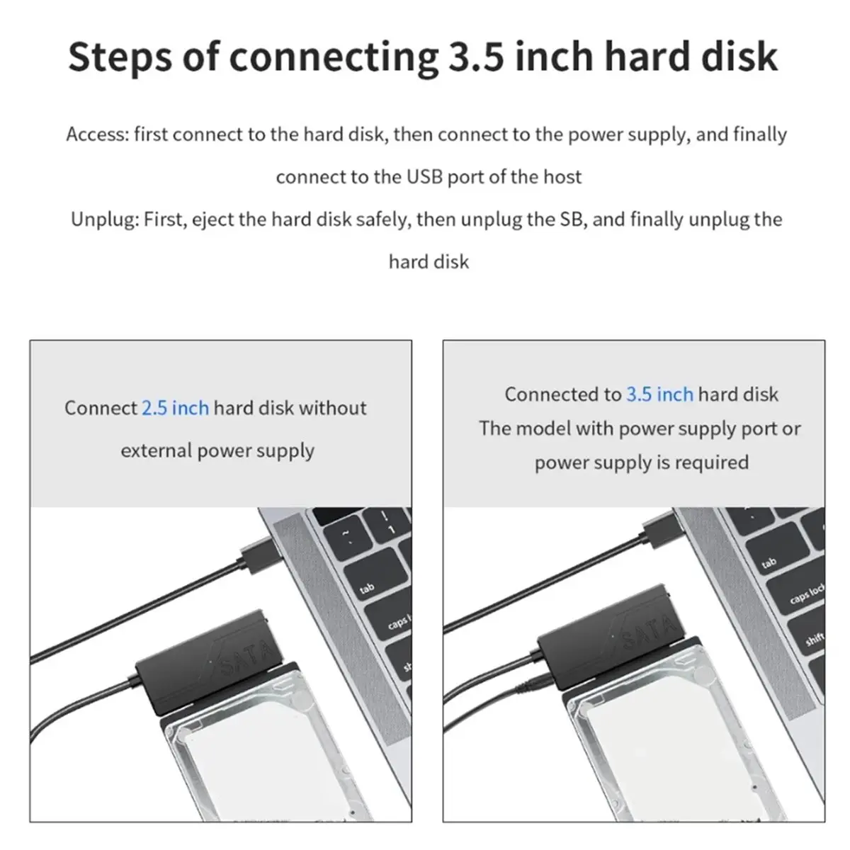 SWXF SATA to USB 3.0 Adapter Cable with Power Adapter External Hard Drive Cable for 3.5"/2.5" SSD/HDD SATA III Cable EU Plug