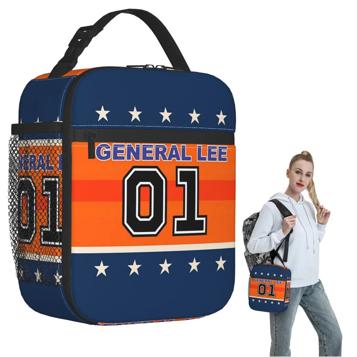 Dukes Of Hazzard Good Ol' Boys Racing Car 01 General Lee Insulated Lunch Bag Kids Portable Food Boxes Thermal Lunch Box Tote