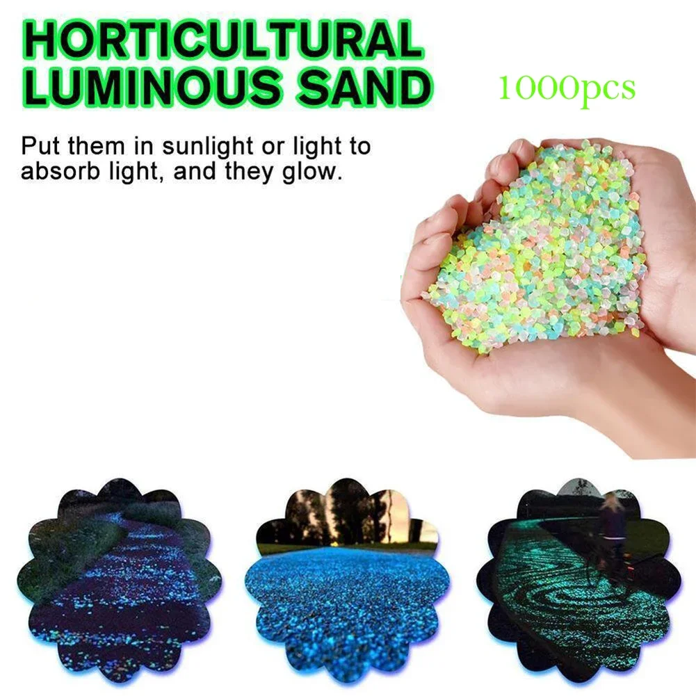 2000Pcs 3-5mm Luminous Sand Glow In Dark Pebbles Stone Home Garden Yard Outdoor Path Lawn Decorations Fish Tank Aquarium Decor