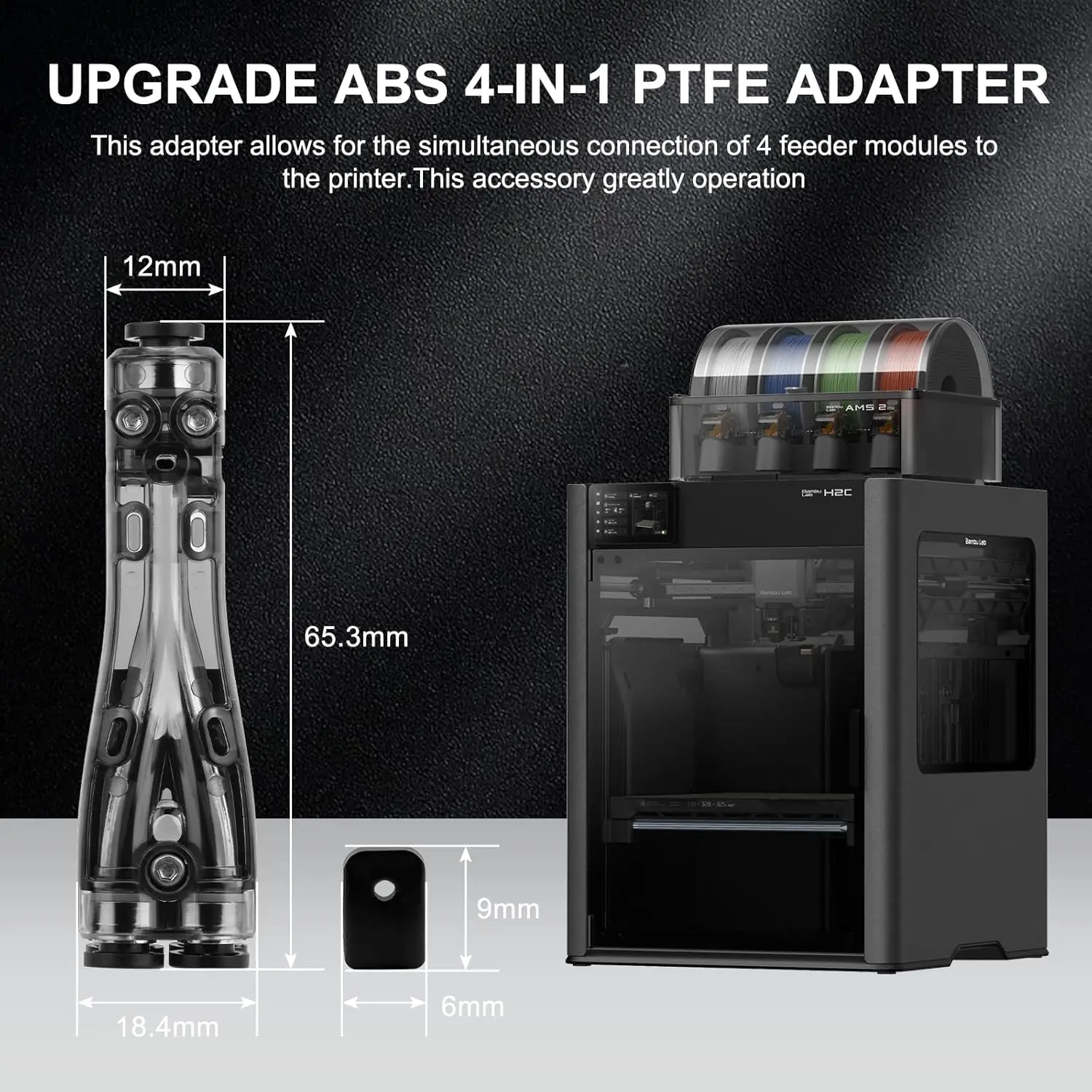 4-in-1 PTFE Adapter Feed Tube Expansion Port Filament Pipe Feed Modules Connector for Bambu Lab H2/P1/X1/A1 Series 3D Printer