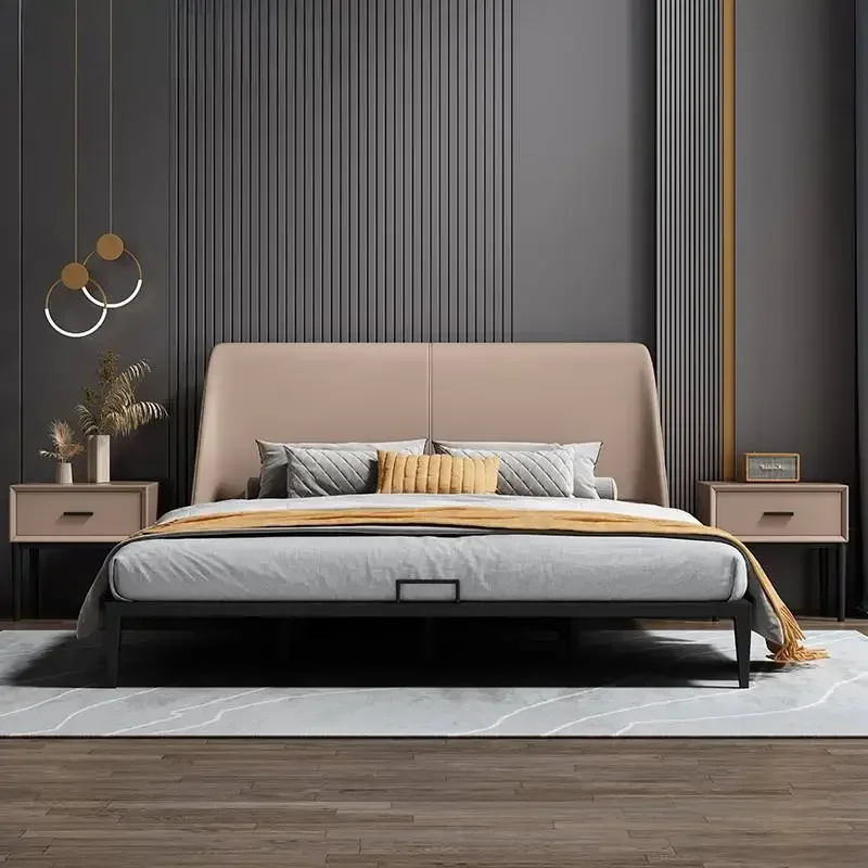 

Full Size Double Bed Bedroom Designer Europen Wooden Luxury Double Bed Platform Modern Floor Lit 2 Personnes Home Furniture