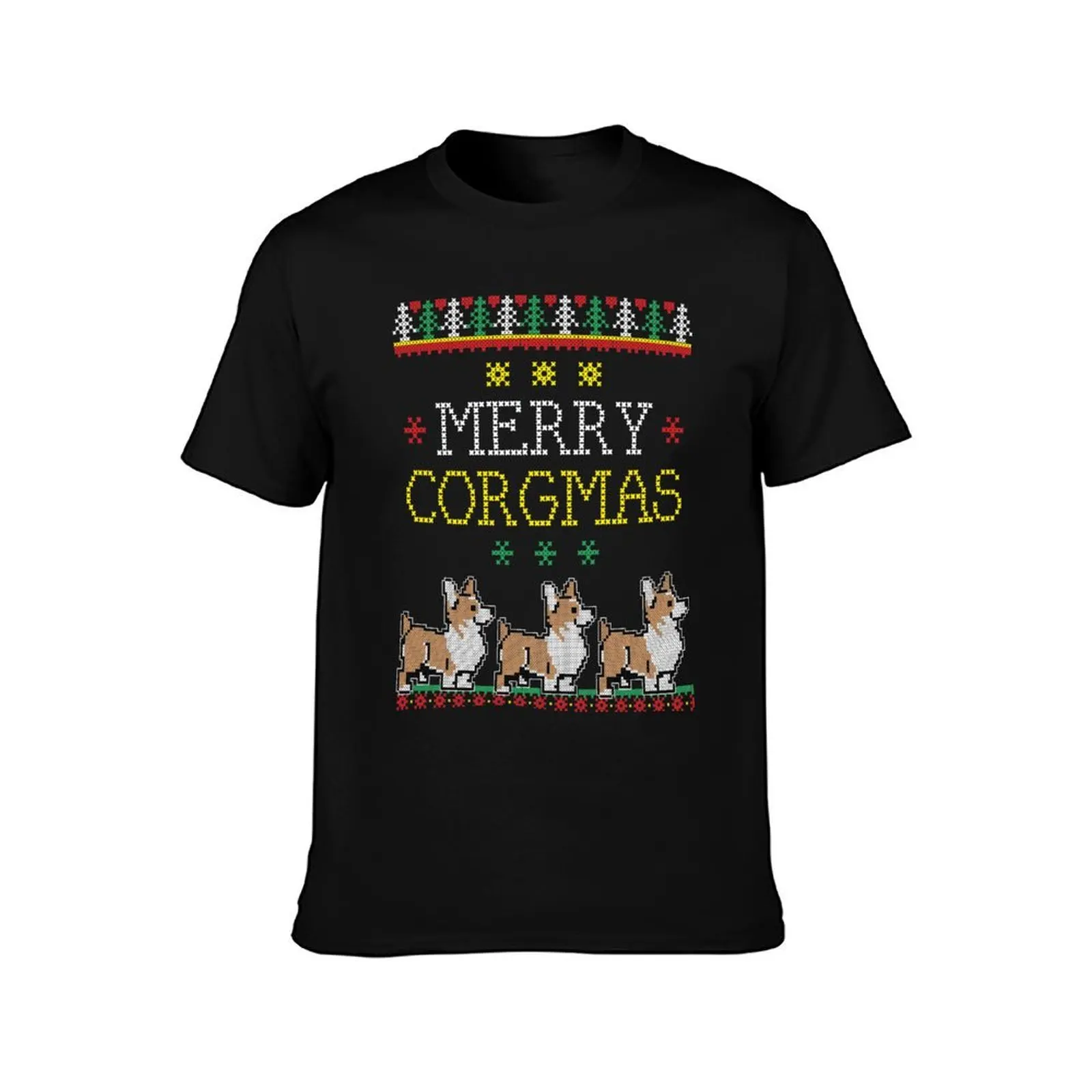 Merry Corgmas Tshirt Corgi Pet Dog Ugly Christmas Sweater T-Shirt Summer Casual Cotton Tee, Unisex Men Women
