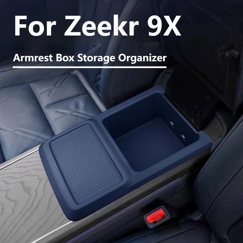 For Zeekr 9X Armrest Storage Box Silicone Pad Car Storage Tray Interior Modification Accessories