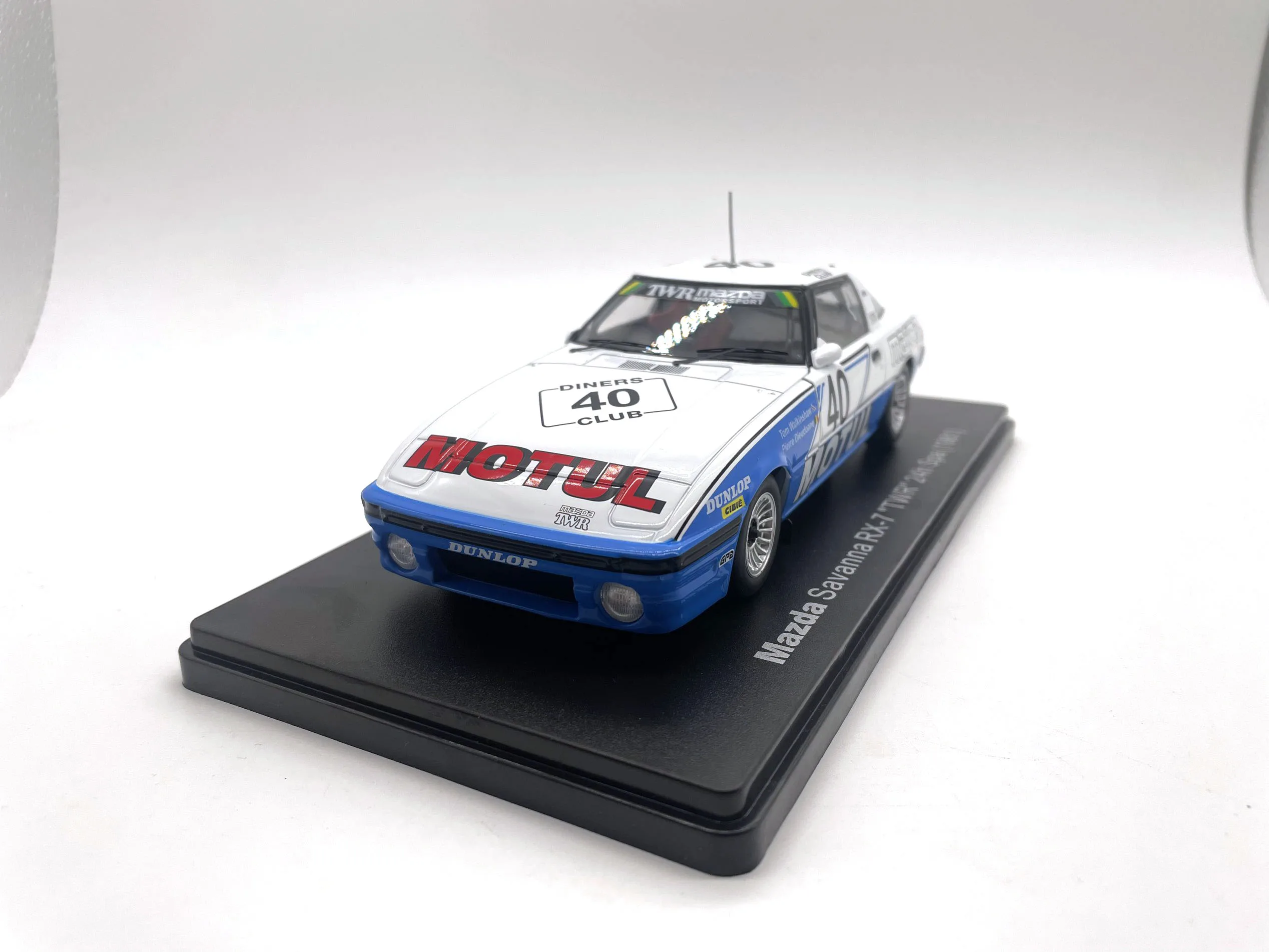 Two Color!1/24 Die-Cast Model Car Savanna RX-7 TWR 24h Spa 1981 2 Door Open - Children's Birthday Gift Toy Scene Matching