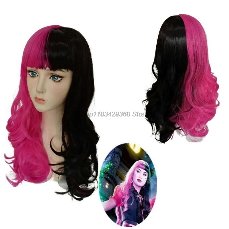 Movie Draculaura Cosplay Costume Wigs Long Black Pink Heat Resistant Synthetic Hair Halloween Party Role Play Carnival Props