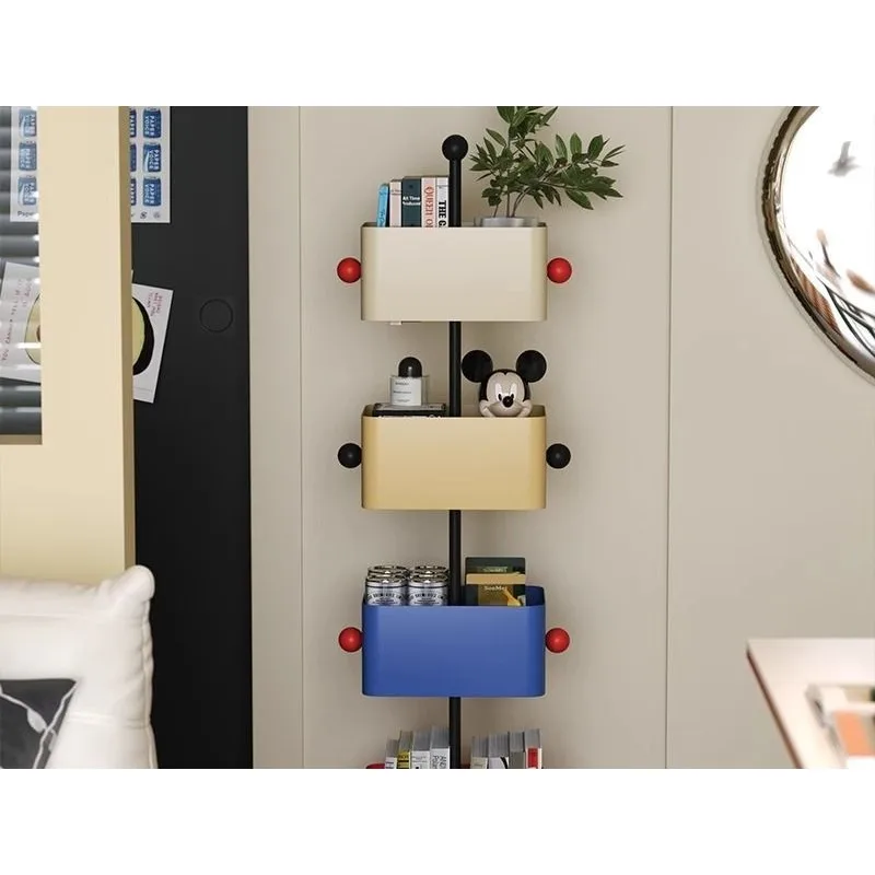 

Floor-to-ceiling multi-layer bookshelves, square box wrought iron shelves, corner lockers