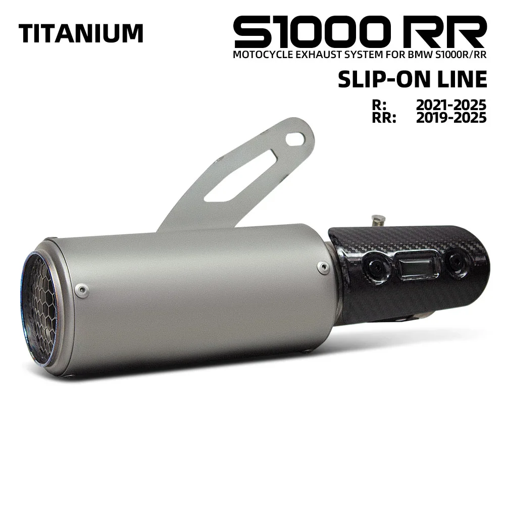 

For BMW S1000RR S1000R 19-25 Slip On Line Motorcycle Exhaust Escape Titanium Muffler with Carbon Anti-scalding cover