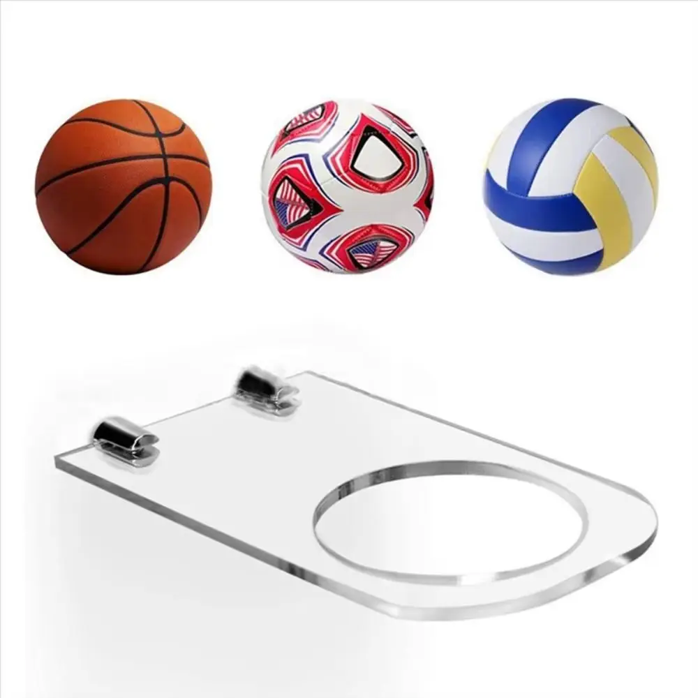 Soporte de pared para exhibición de fútbol, ahorro de espacio con tornillos, soporte de baloncesto, Base de soporte transparente, estante de exhibición de fútbol