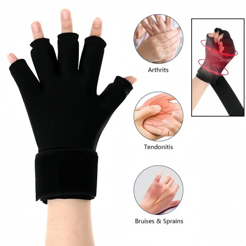 

1 шт. гелевые перчатки, горячие и холодные компрессионные защитные приспособления для рук, снимают боль в руках, эластичные наручные щитки, перчатки на палец, регулируемые ремни на запястье