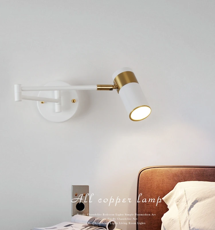 Luxury Nordic LED Wall Sconce E27 Foldable Adjustable Bedside Reading Lamp for Bedroom Work Chess Card Leisure Home Deco Lightin
