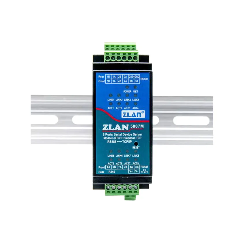 5807M 8 ports RS485 to Ethernet TCP IP Modbus Gateway RTU to TCP MQTT JSON compute din rail industrial module converter