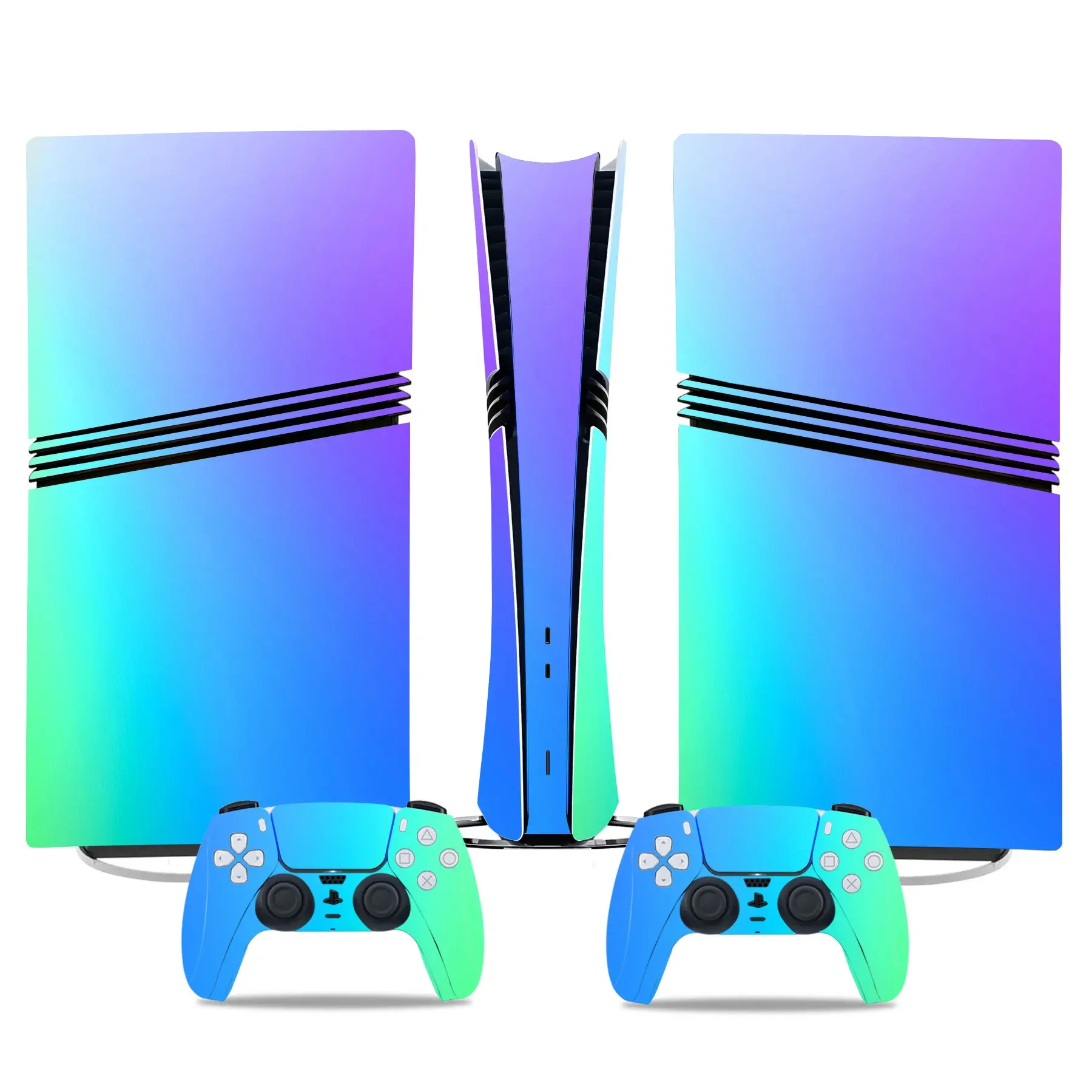 For PS5 Pro Console Skin Gradient Color PVC Waterproof Heat-Resistant Scratch-Proof Vinyl Sticker Easy to Apply Bubble-Free