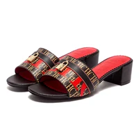 CHCH Women's Heels Sandals Low Block Chunky Heeled Sandals Slide Sandals Slip on Comfortable Casual Pumps Shoes 5cm