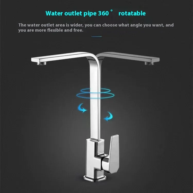 Modern Square Kitchen Faucet Zinc-alloy Seven-Character Black Brushed Electroplated Hot Cold Water Sink Basin Faucet