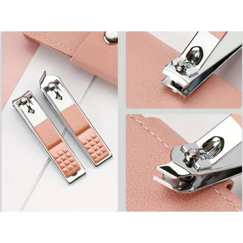 Kit de soins des ongles 7 pièces |   Ensemble de manucure en acier inoxydable avec pince à cuticules et outils pour ongles |   Mallette de beauté de voyage portable