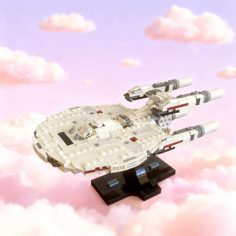 

459 деталей MOC USS Stargazer NCC: Коллекционная модель-конструктор в миниатюрном масштабе, креативный подарок для демонстрации, декор для детей и взрослых, премиум-класс