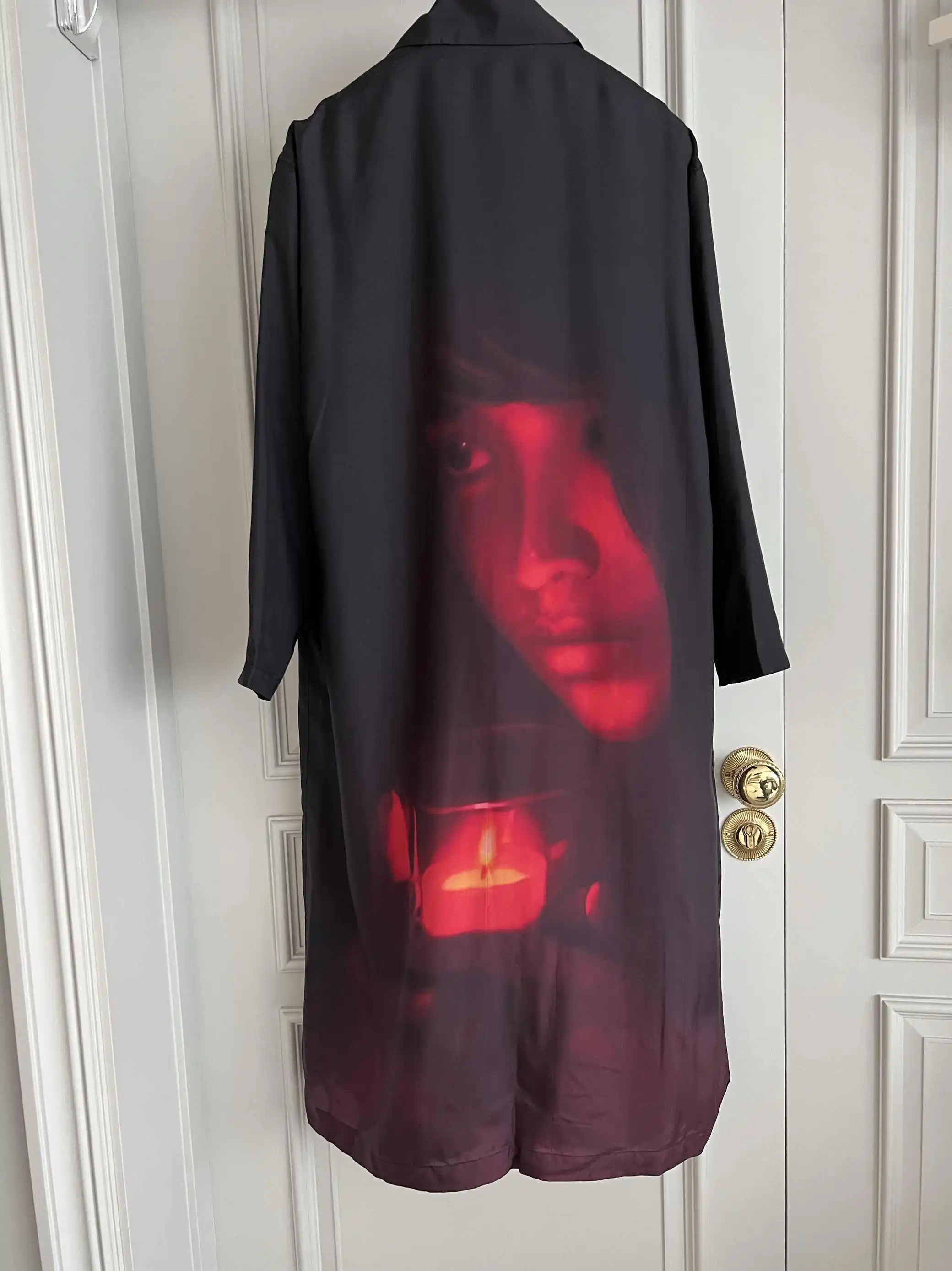TOP-YAMAMOTO original design: Women's silk long Silhouette Trench coat Candle Women's Mulberry silk