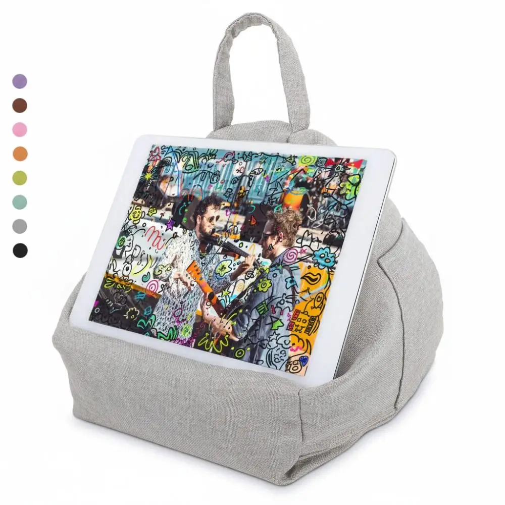 Tablet Pillow Stand Lap Bed Sofa with Side Pocket Bean Bag Cushion Soft Pad for Reading Phone Holder up to 12.9in Xmas Gift