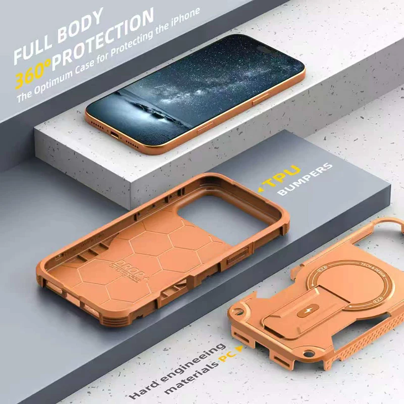 Funda Protectora para Teléfono con Soporte Invisible, Armadura Absorbente de Impactos de Alta Resistencia 2 en 1 Magnética Magsafe para iPhone 18 Pro Max 17