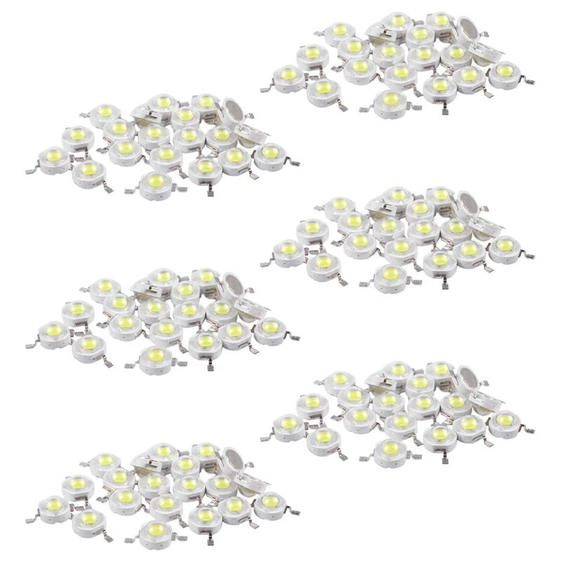 

120 Pcs High Power 2 Pin 3W White LED Bead Emitters 170-190Lm 6000K