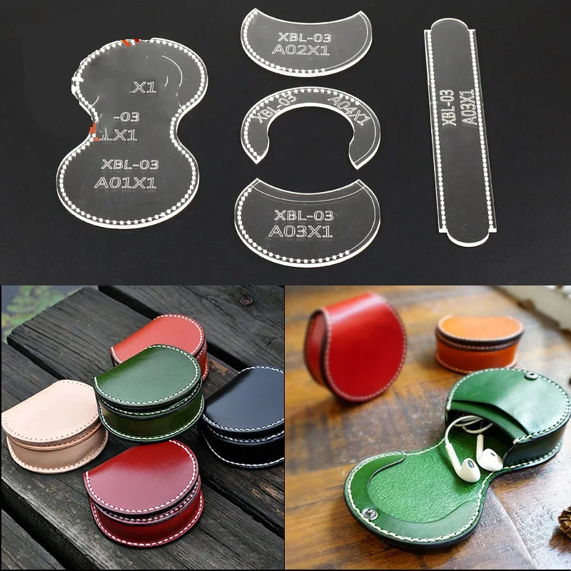 Borsa in acrilico artigianale in pelle trasparente borsa a portafoglio Vintage modello Stencil Template outil pour le cuir Tool Set fai da te