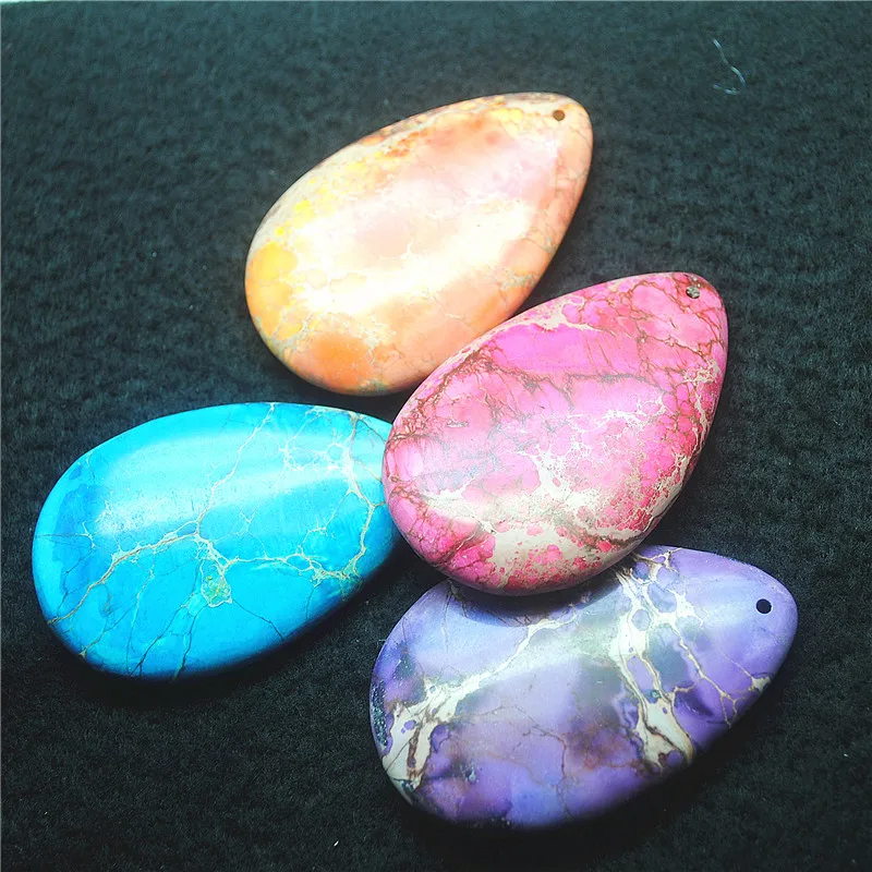 1PC Charms Women's Pendants Natural Imperial Jasper Material Size 60X40MM Drowater Shape Wholesale Free Shipping Good Quality