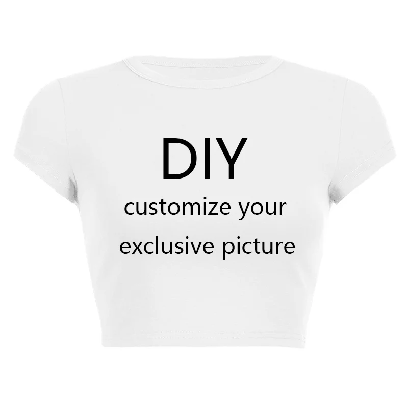 Exclusive DIY Print Female T Shirt Summer Harajuku Crop Top Sexy Party Clothes O Neck Cropped Navel Women Fashion T-Shirt