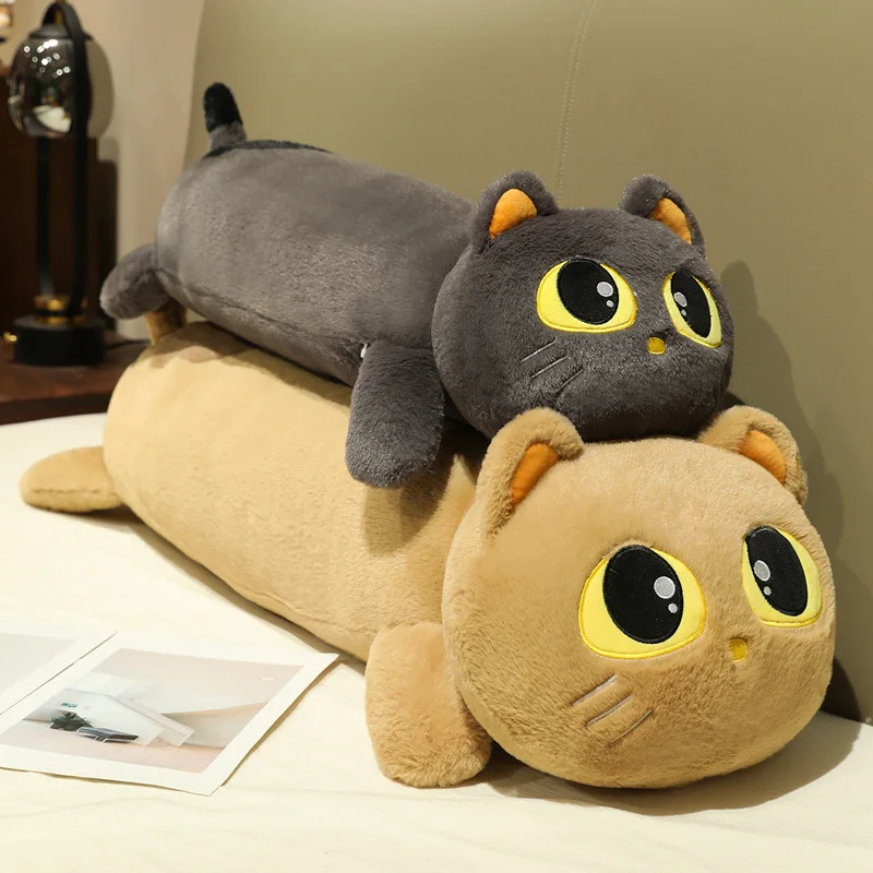 

Hot Cute Cartoon Cat Long Plush Pillow Soft Stuffed Animals Big Eyes Lovely Kitten Anime Kids Toys Plush Sofa Cushion Home Decor