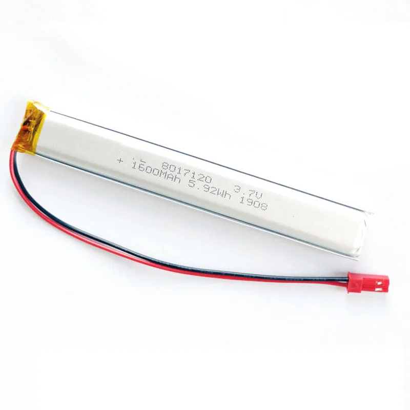 

3.7V 1600mAh 8017120 Lithium Polymer Ion Battery 2.0mm JST Connector