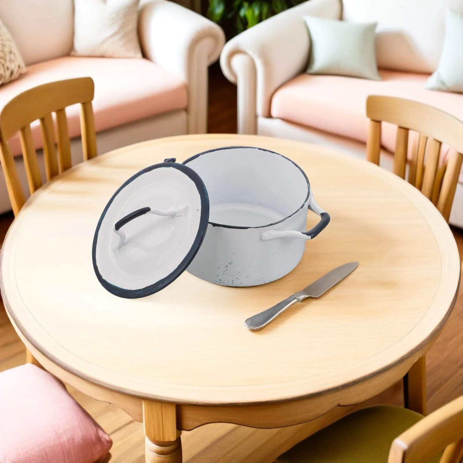 2 Stuks Decoratieve Miniatuur Potten 1:12 Schaal Wit Met Blauwe Rand Saus Pot Voor Mini Huis Accessoires Keuken Mini Simulators