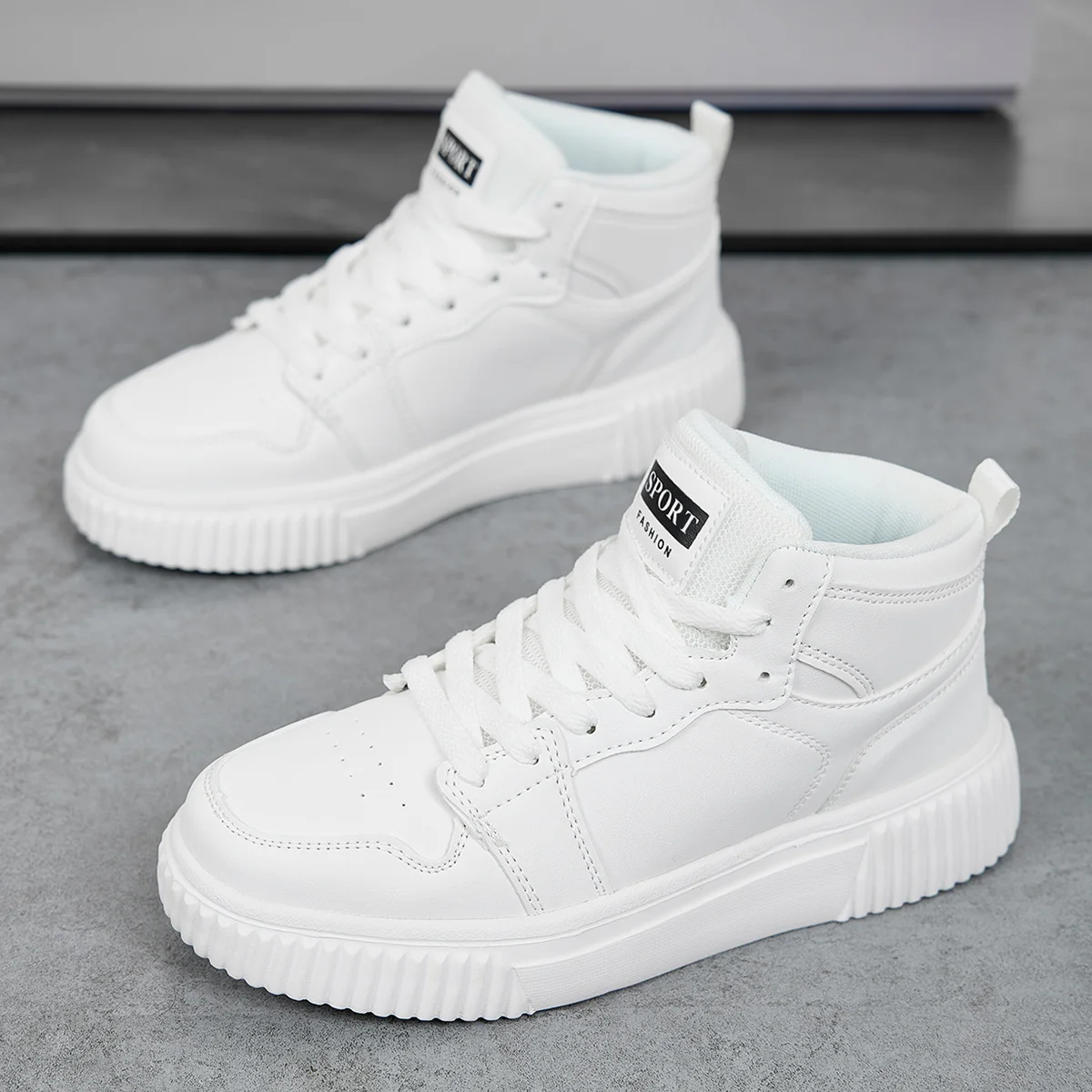 Spring Summer Fashion Red High-Top Shoes Couple Comfortable Pu Leather Casual Sneakers Man Flat Versatile Hip-Hop Shoes For Men image 3