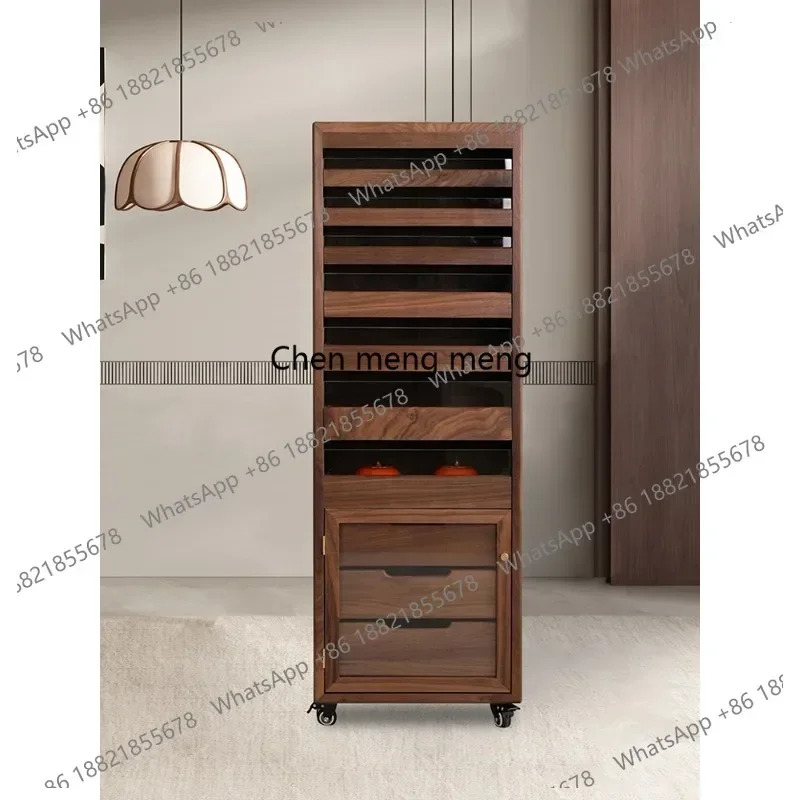 Q181 North American black walnut storage chest of drawers multi-layer cabinet jewelry floor-to-ceiling medieval style tea cabine