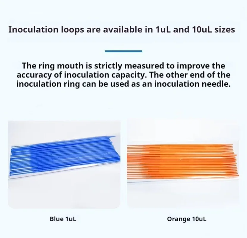IKEME 25 Pieces 10ul Disposables Plastic Inoculating Loops EO Sterile Laboratory Inoculation Loop