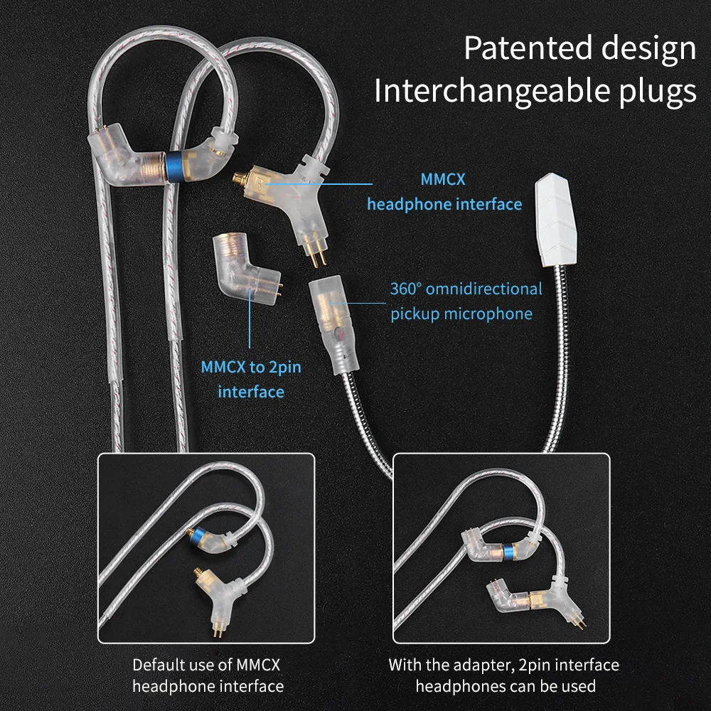QKZ Q7-MAX Oxygen-Free Copper with Silver-Plated Upgrade Cable and Microphone Born for  Gaming